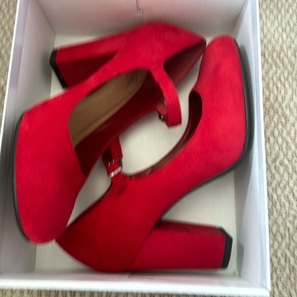 J.Adams red suede chunky heal pumps - Picture 1 of 3